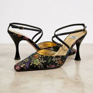 Timothy Hitsman Shoe 7.5 SPAIN Beaded Floral Pointed Toe Heel Dark Romantic Goth
